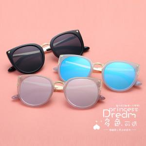 欧杰欧OJO 儿童时尚潮流猫眼太阳镜 TR90偏光男女儿童墨镜 透明框蓝片