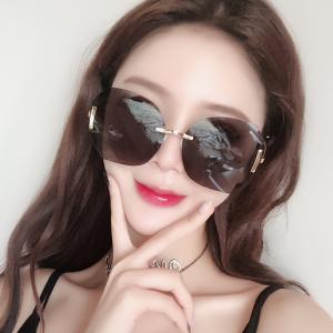 欧杰欧OJO 女款无框韩版墨镜 个性潮流大框网红太阳镜 渐变茶色片