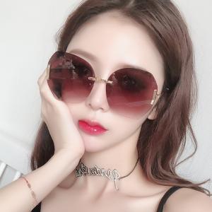 欧杰欧OJO 女款无框韩版墨镜 个性潮流大框网红太阳镜 渐变茶色片