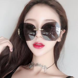 欧杰欧OJO 女款无框韩版墨镜 个性潮流大框网红太阳镜 渐变茶色片