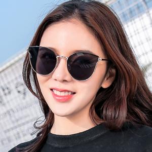 欧杰欧OJO 新款偏光网红墨镜女  个性韩版猫耳朵复古气质太阳镜 金框水银片