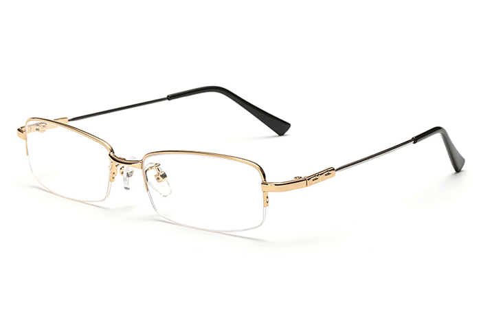 欧杰欧OJO 记忆钛合金眼镜架 半框商务镜防辐射光学框架眼镜 金色