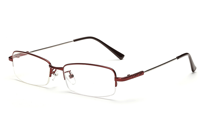 欧杰欧OJO 记忆钛合金眼镜架 半框商务镜防辐射光学框架眼镜 酒红色