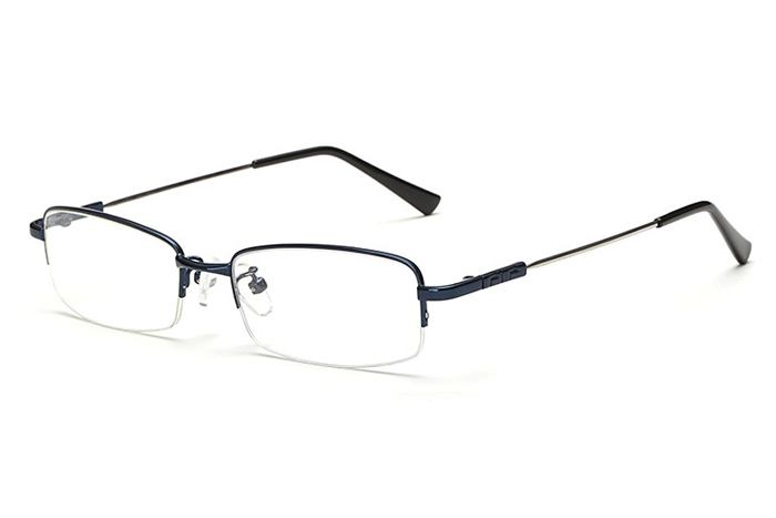 欧杰欧OJO 记忆钛合金眼镜架 半框商务镜防辐射光学框架眼镜 藏蓝色
