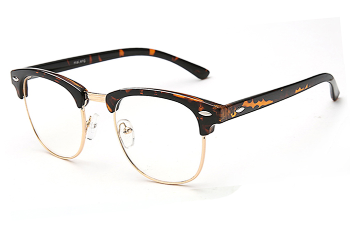 欧杰欧OJO 复古板材男女同款眼镜框 潮流半框经典近视眼镜架 金框玳瑁色