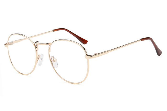 欧杰欧OJO 韩版复古眼镜框 男女同款全框圆形金属近视眼镜架 金色框