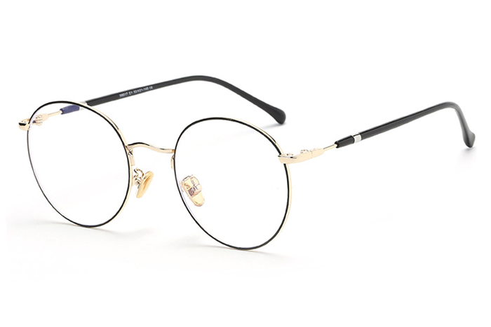 欧杰欧OJO 男女复古眼镜框 圆形文艺韩版潮流近视眼镜架 黑圈金色框