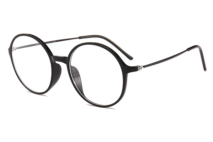 欧杰欧OJO 钨碳塑钢 圆形近视眼镜 时尚潮流近视眼镜架 黑色