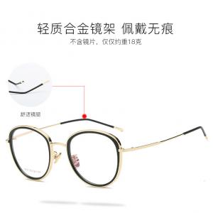 欧杰欧OJO TR90金属学院风眼镜 时尚潮流近视眼镜架 黑金色