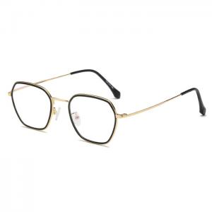 欧杰欧OJO 金属合金 多边形眼镜架 方形商务近视眼镜架 黑金