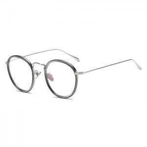欧杰欧OJO 超轻TR90金属眼镜框 复古圆框潮流近视眼镜架 灰色