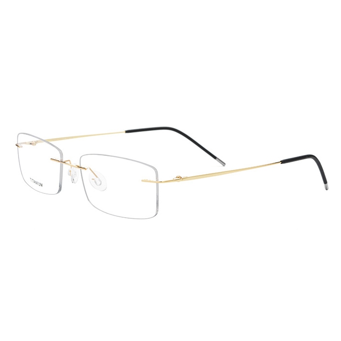 欧杰欧OJO 新款超轻纯钛眼镜 男女超轻记忆无框百搭细腿眼镜架钛架 金色