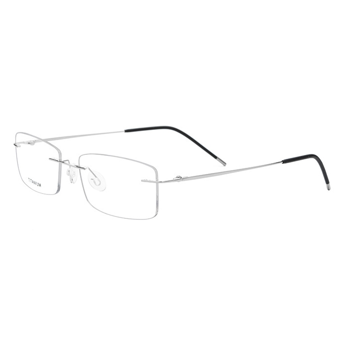 欧杰欧OJO 新款超轻纯钛眼镜 男女超轻记忆无框百搭细腿眼镜架钛架 银色
