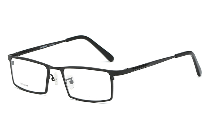 欧杰欧OJO 男士全框超轻纯钛眼镜 商务方形弹簧腿防蓝光近视钛架 黑色