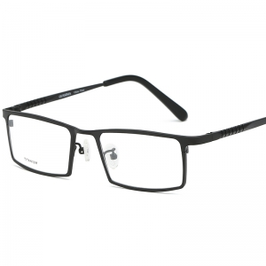 欧杰欧OJO 男士全框超轻纯钛眼镜 商务方形弹簧腿防蓝光近视钛架 黑色