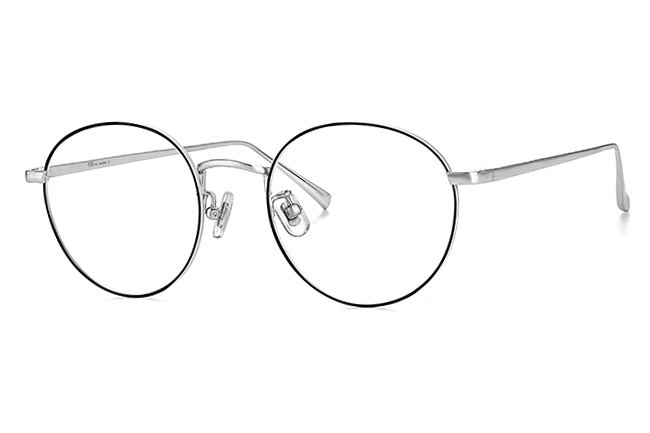 OJO欧杰欧男女同款超轻纯钛复古眼镜框 经典复古潮流近视眼镜架钛架 黑银色