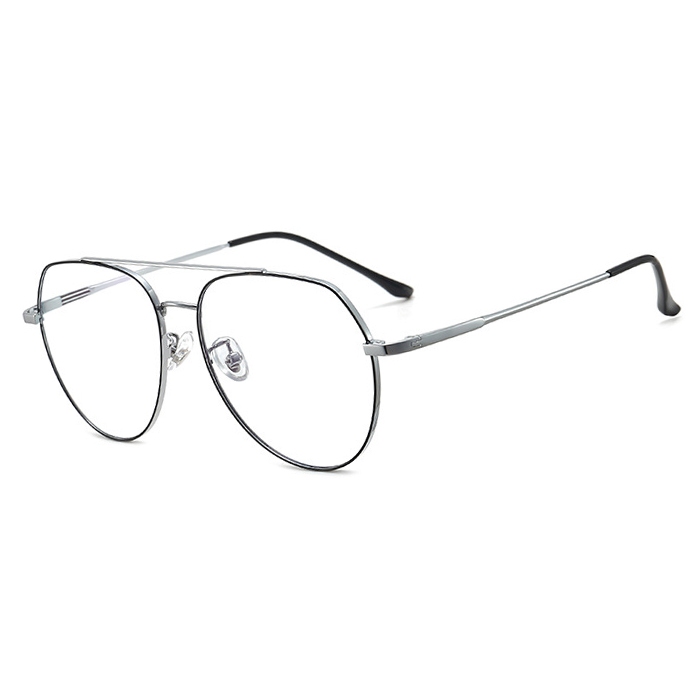 欧杰欧OJO 新款吸光防蓝光眼镜 全新智能吸光不锈钢大框镜框 黑银色