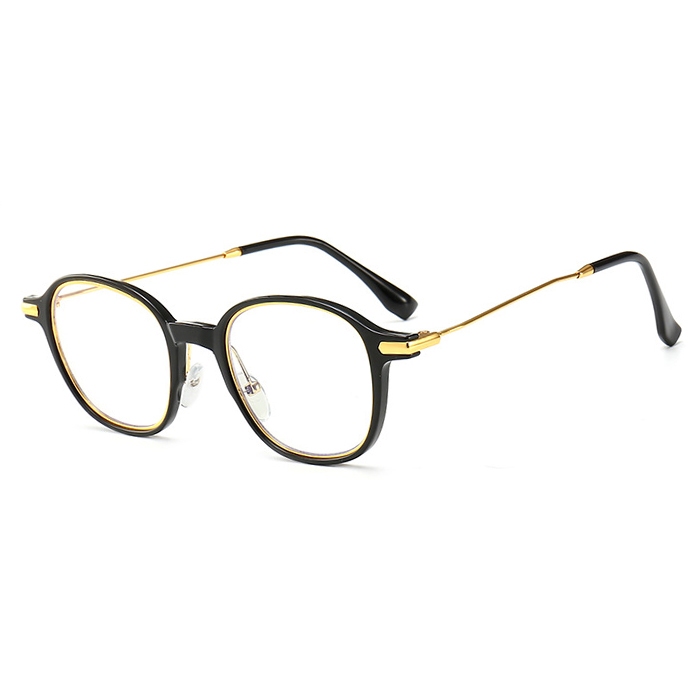 欧杰欧OJO 新款TR90防蓝光镜架 金属轻盈圆框近视眼镜框 黑金色