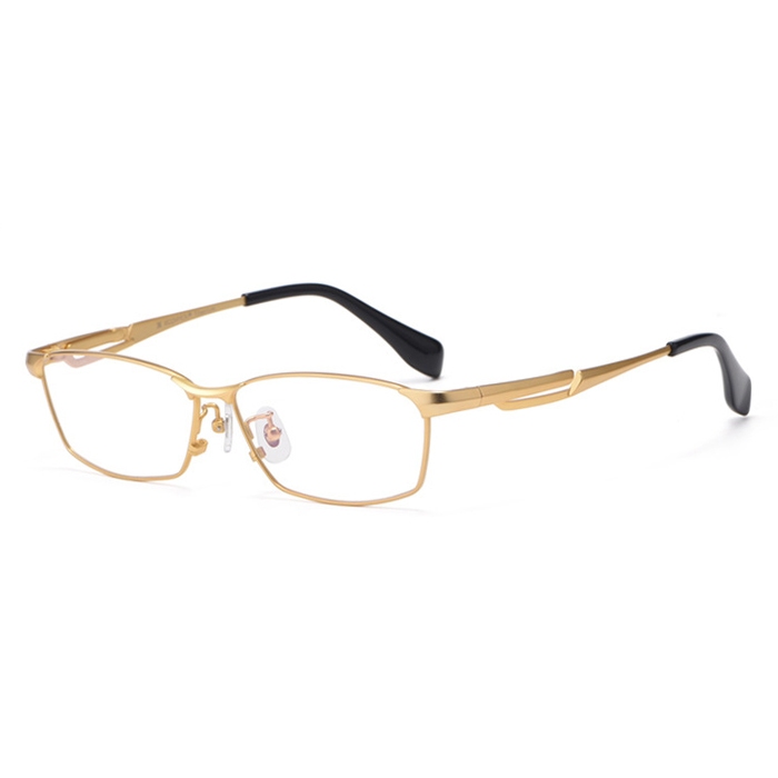 欧杰欧OJO 男士纯钛眼镜框 超轻全框商务近视眼镜架 金色