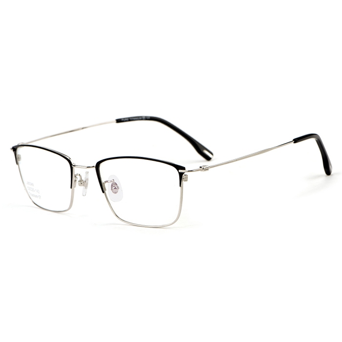 欧杰欧OJO 超轻纯钛复古眼镜框 男女眉框细边近视眼镜框 黑银