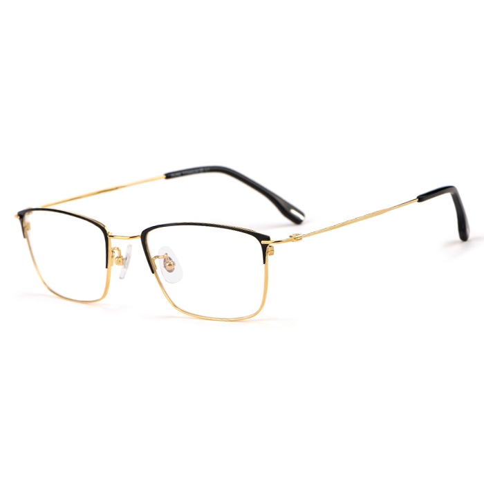 欧杰欧OJO 超轻纯钛复古眼镜框 男女眉框细边近视眼镜框 黑金