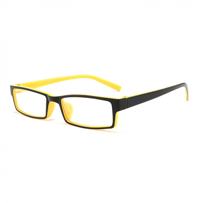 欧杰欧OJO 超轻TR90男女眼镜框 时尚小方框高度近视眼镜框 黑黄框