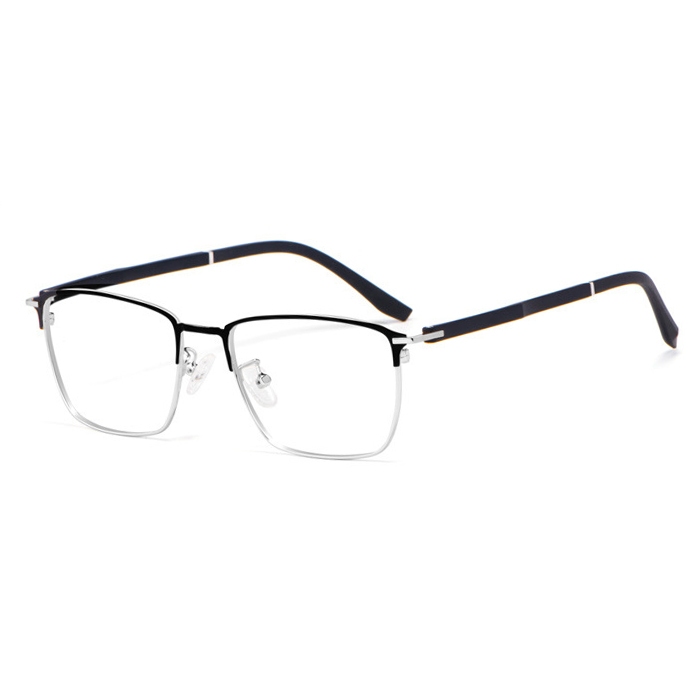 欧杰欧OJO 新款复古全框眼镜架 男女方框金属商务眼镜框 黑银框