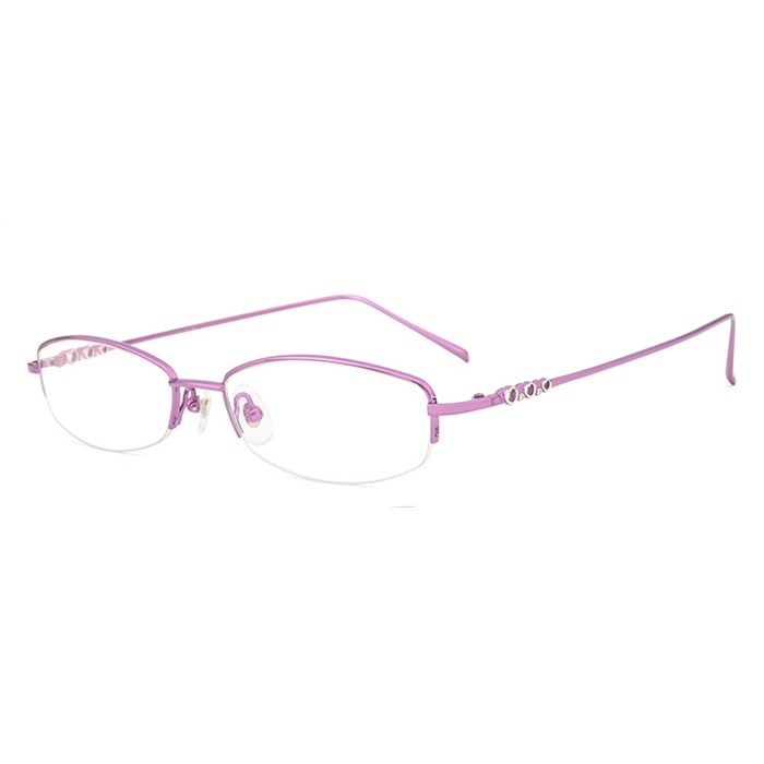 欧杰欧OJO 女士商务纯钛眼镜架 超轻时尚半框商务眼镜框 紫色