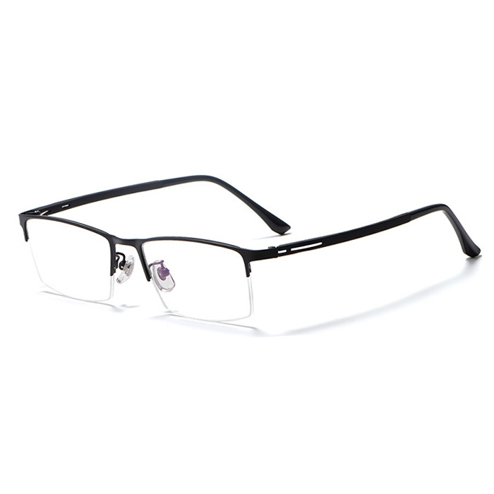  欧杰欧OJO 新款超轻钛合金眼镜框 男士商务半框眼镜架 黑色