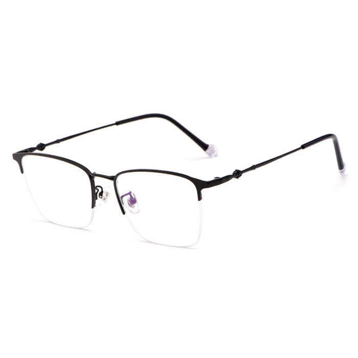 欧杰欧OJO 超轻纯钛复古眼镜框 时尚半框光学近视眼镜框 黑色