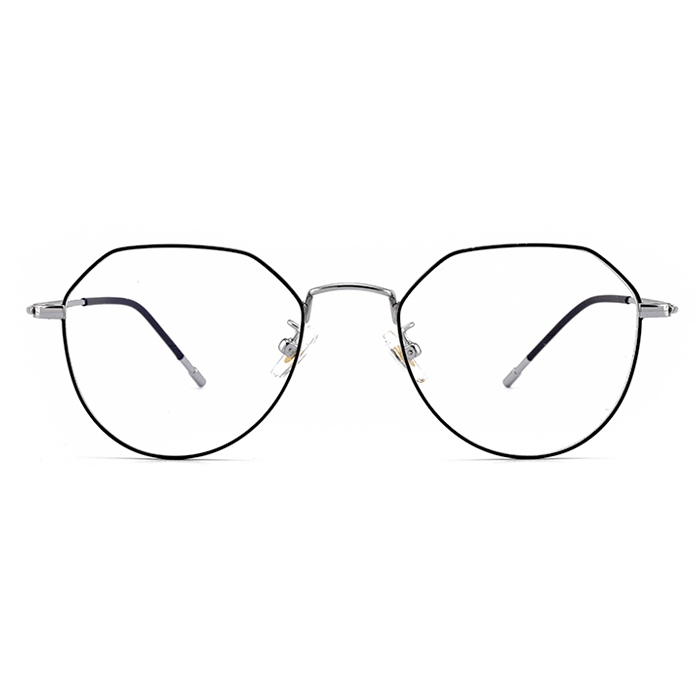 欧杰欧OJO 男女同款多边形防辐射眼镜 纯钛防蓝光近视眼镜框 黑银色