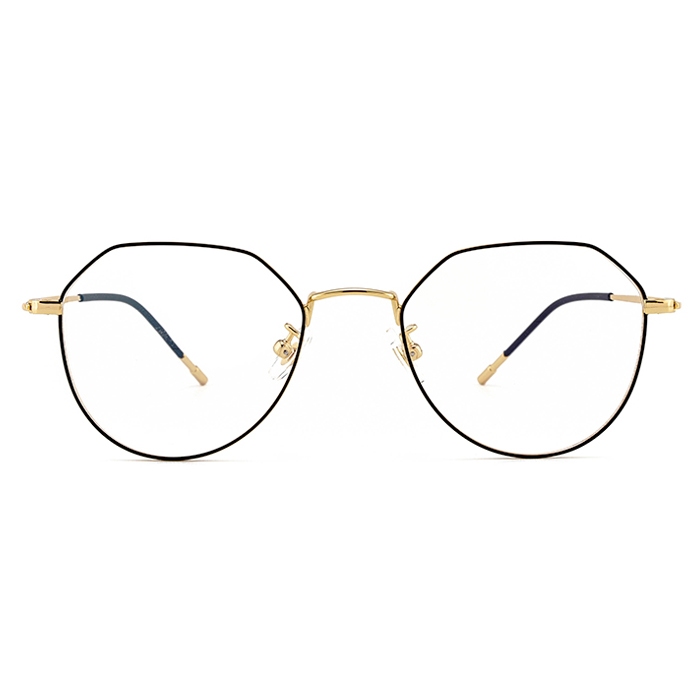 欧杰欧OJO 男女同款多边形防辐射眼镜 纯钛防蓝光近视眼镜框 黑金色