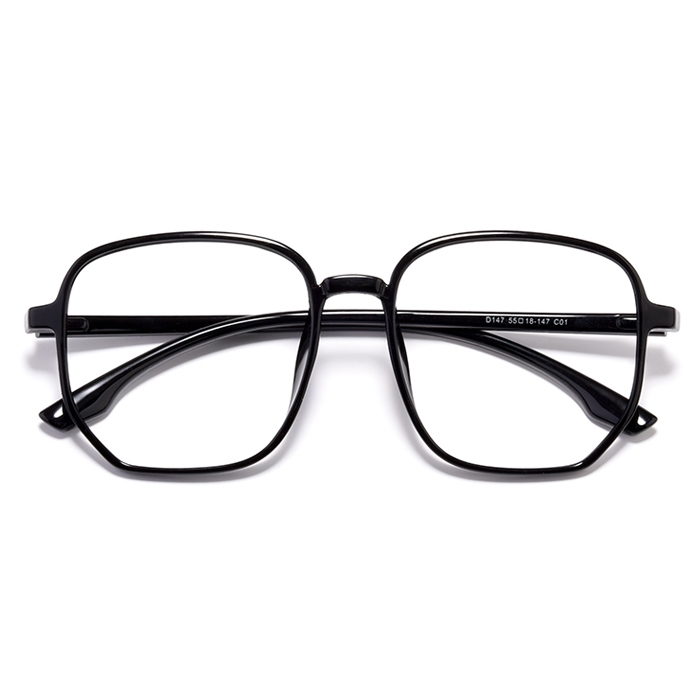 欧杰欧OJO 大框网红眼镜框 时尚透明色复古多边形眼镜 亮黑色