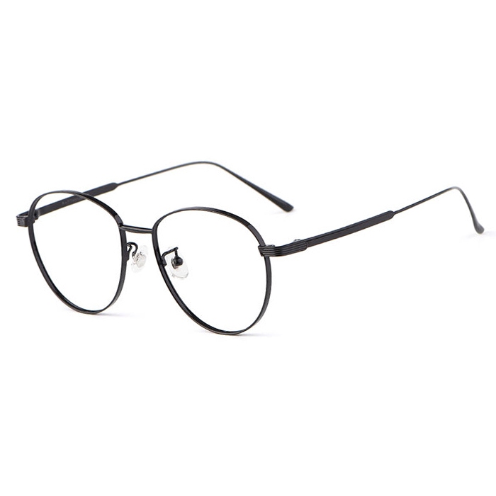 欧杰欧OJO 新款时尚复古纯钛眼镜框 超轻可配高度厚边框眼镜 黑色