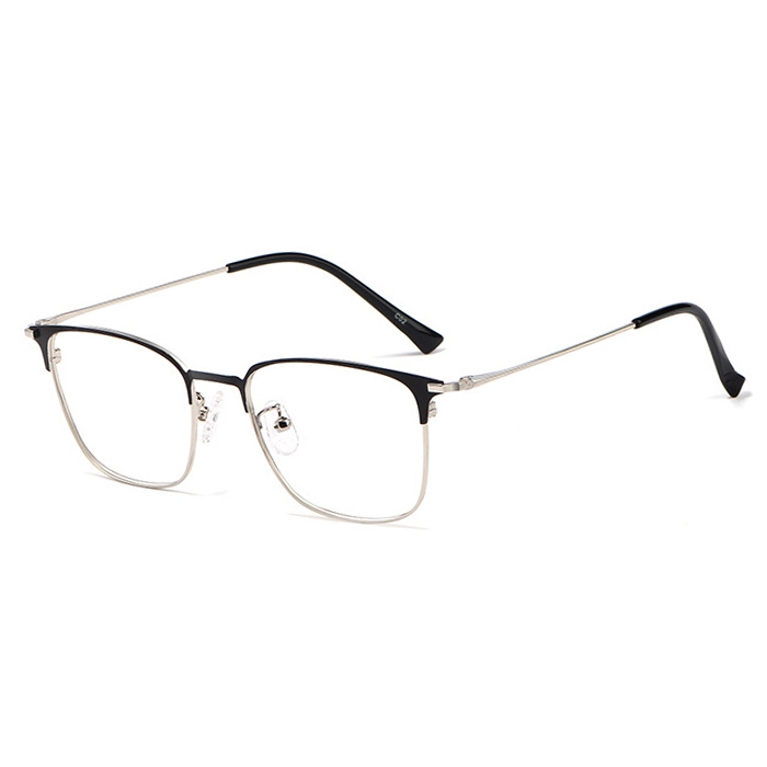 欧杰欧OJO 新款复古合金眼镜框 男款金属方框复古眼镜架 黑银色