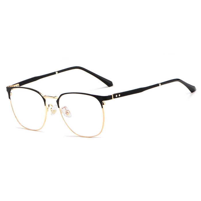 欧杰欧OJO 新款钛合金眼镜架  超轻复古大框近视眼镜框 黑金