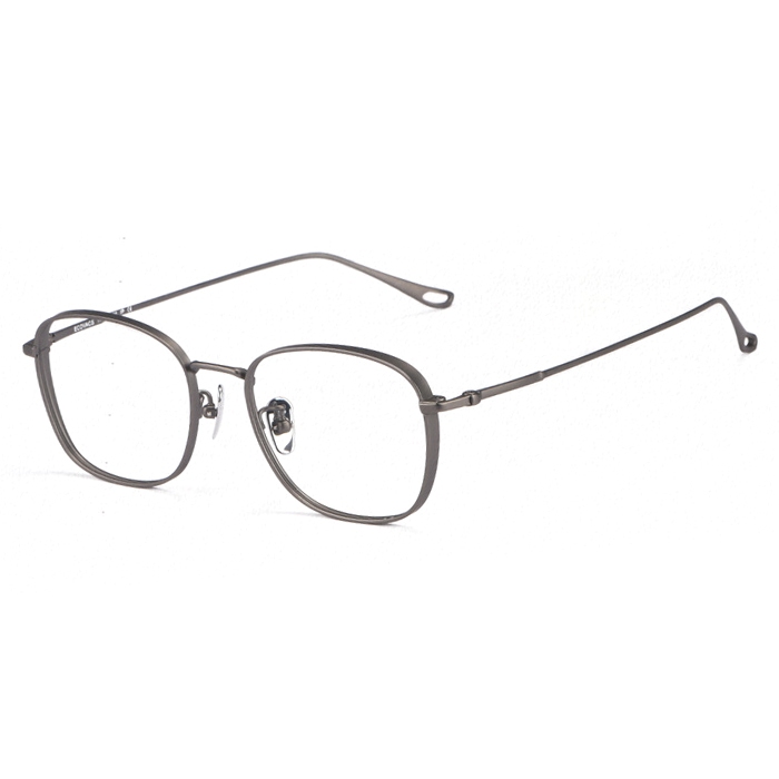 欧杰欧OJO 新款纯钛全框复古眼镜架 厚边高度近视眼镜框 枪色