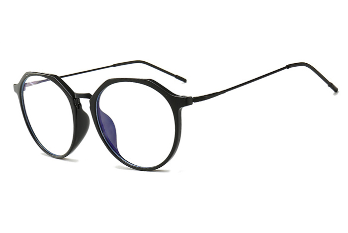 欧杰欧OJO 新款大框多边形防蓝光眼镜 超轻TR90男女平光镜 亮黑色