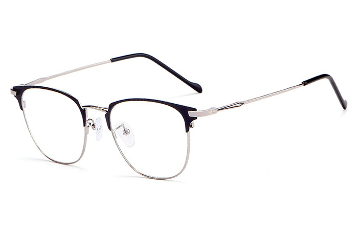 欧杰欧OJO 金属超轻复古眼镜框 时尚防蓝光眉框镜架 黑银色