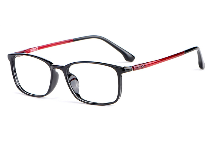 欧杰欧OJO 新款塑钢眼镜框 超轻休闲大框全框男女眼镜 红黑色