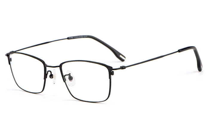 欧杰欧OJO 超轻纯钛复古眼镜框 男女眉框细边近视眼镜框 黑色