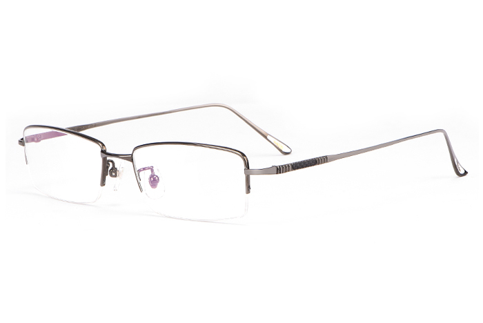 欧杰欧OJO 新款纯钛眼镜框商务镜框 高端男士超轻半框钛架 枪色