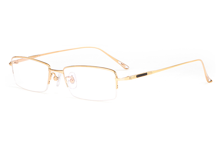 欧杰欧OJO 新款纯钛眼镜框商务镜框 高端男士超轻半框钛架 金色
