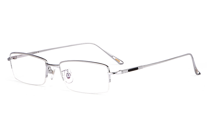 欧杰欧OJO 新款纯钛眼镜框商务镜框 高端男士超轻半框钛架 银色