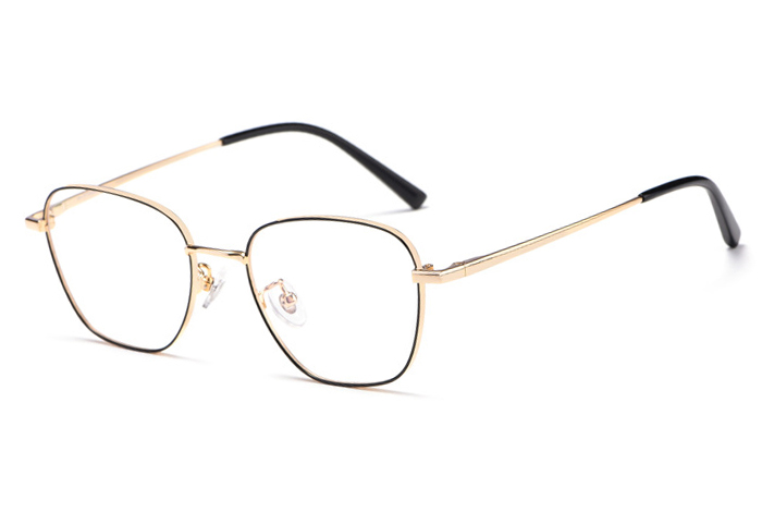 欧杰欧OJO 新款纯钛女男眼镜框 复古多边近视眼镜框 黑金色