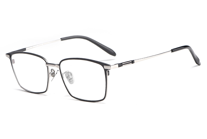 欧杰欧OJO 新款超轻纯钛眼镜架 时尚复古方框眼镜框 黑银