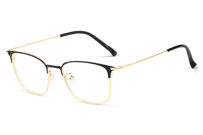 欧杰欧OJO 新款复古合金眼镜框 男款金属方框复古眼镜架 黑金色