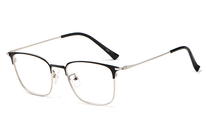 欧杰欧OJO 新款复古合金眼镜框 男款金属方框复古眼镜架 黑银色