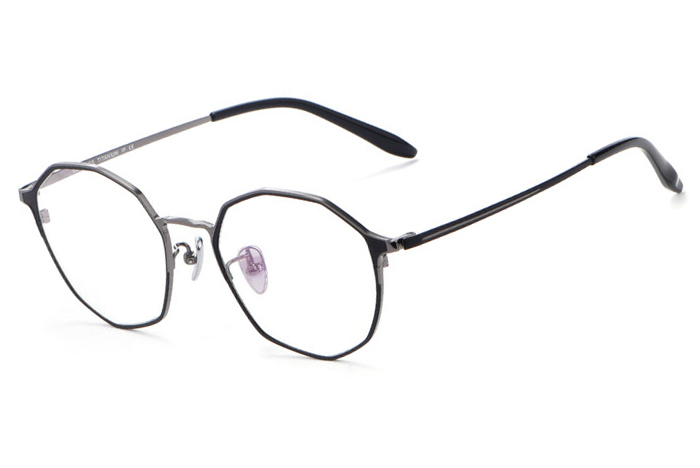 欧杰欧OJO 新款高端复古纯钛眼镜框 超轻轻奢多边形眼镜框 黑枪色