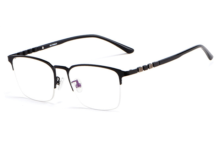 欧杰欧OJO 新品男士纯钛眼镜框 复古商务半框高端近视眼镜架 黑色